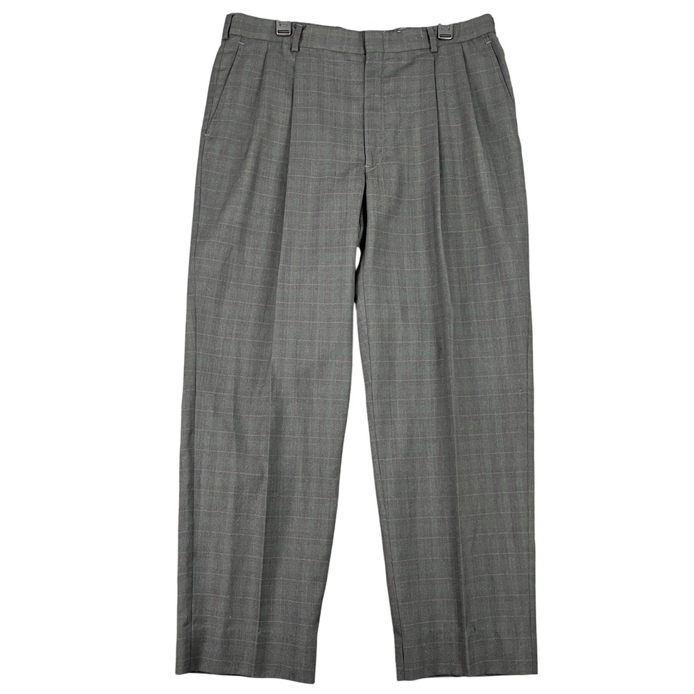Jack Nicklaus Tournament Series Golf Pants Pleated Plaid Check Grey Mens‎ 36